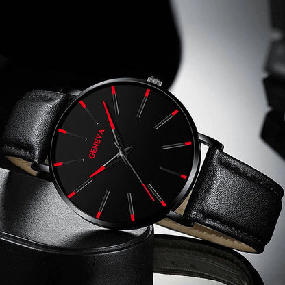 5pcs Black Quartz Watches Bracelet Men Business Casual Round Watch Life Tree PU Leather Bracelets Sets