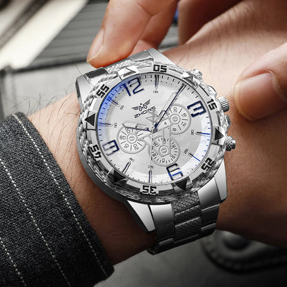 Men's Arabic Dial Quartz Watch, Steel Band, Business Fashion Watch for Men